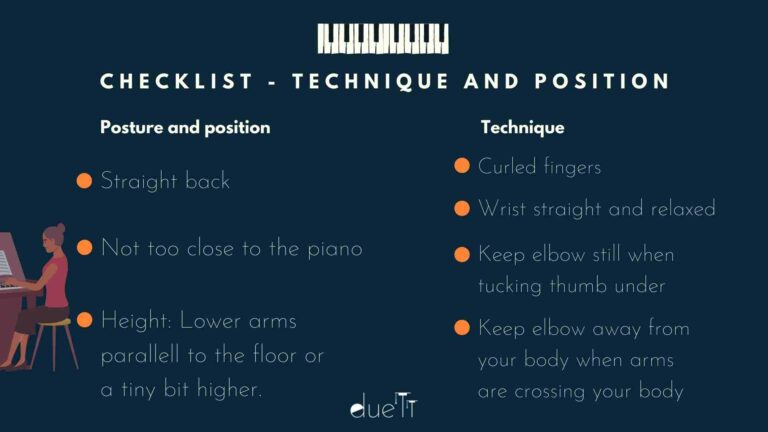 Preparation - Checklist piano technique position and posture